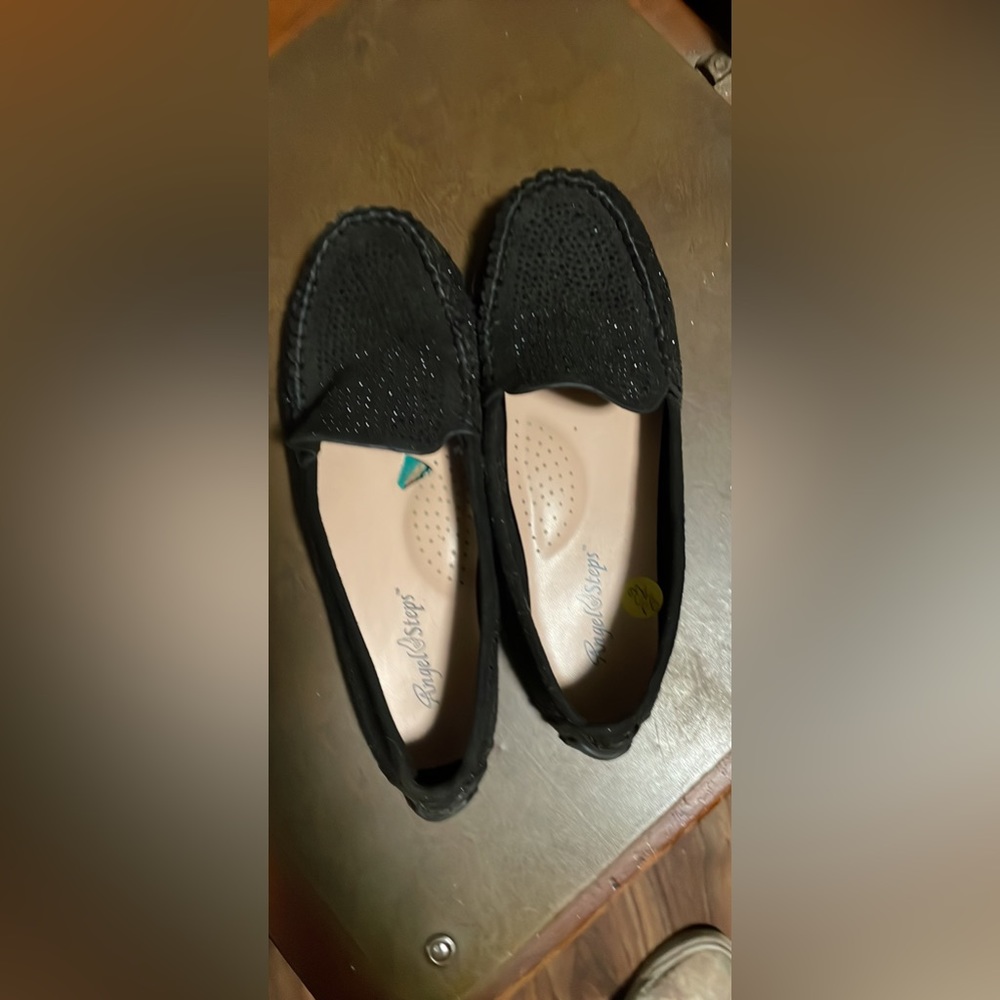 Size 7 Black studded Angel Steps Slip-ons